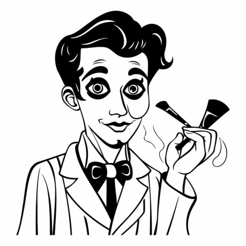 Vector illustration of a man in a suit with a cigar in his hand