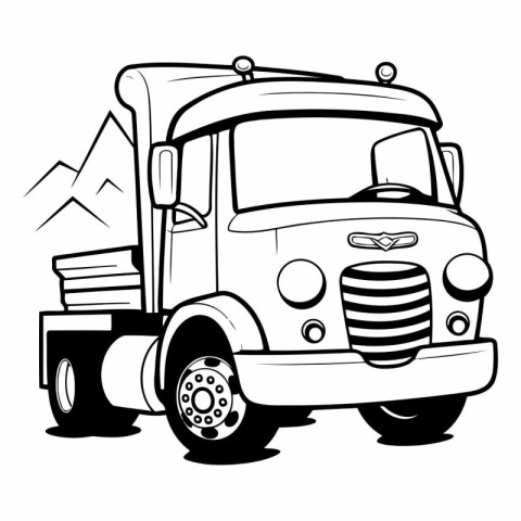 Truck with luggage isolated on a white background.