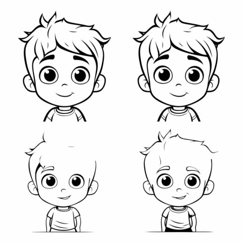 Vector illustration of Cute little boy in different poses and ex