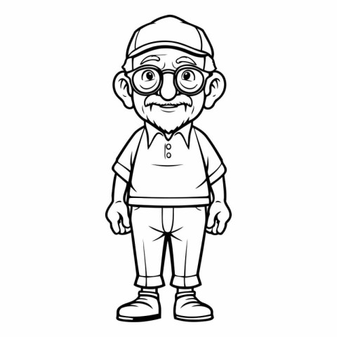 Cartoon illustration of an old man with glasses and a cap.