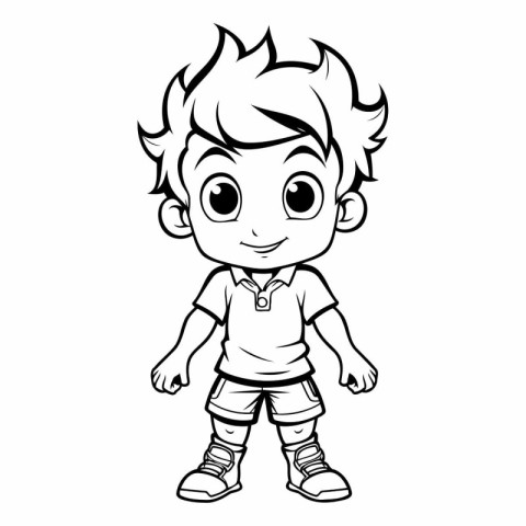 cute little boy cartoon on white background. eps