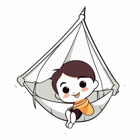 Cute little boy relaxing in a hammock.