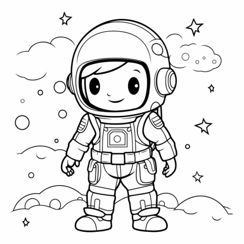 Coloring book for children: astronaut in spacesuit