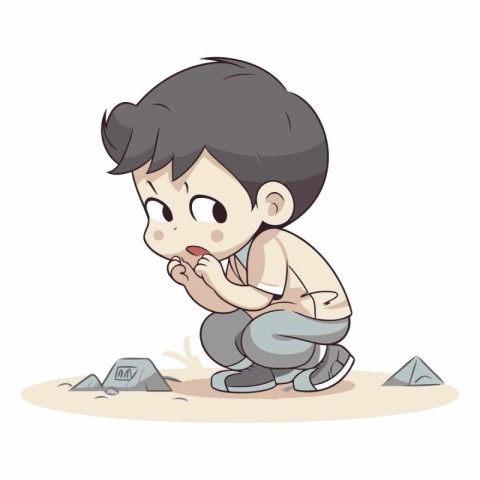 boy playing with stone on the floor of a boy playing with stone.