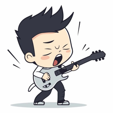 Guitar player - Cartoon Vector IllustrationÃ¯Â»Â¿