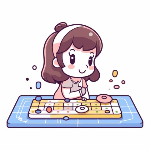 Illustration of a Kid Girl Playing a Tic tac toe game