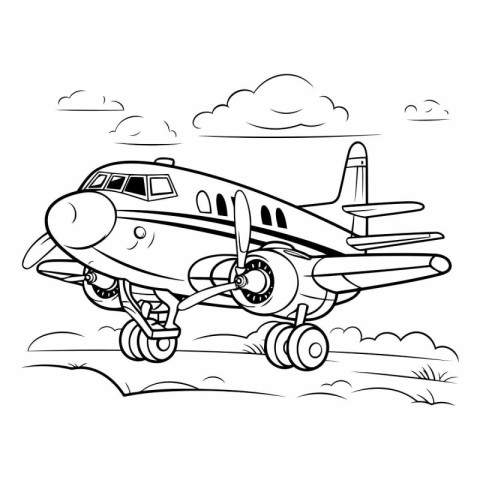 Airplane in the sky. Coloring book for children