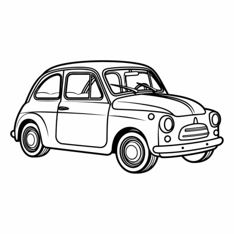 Retro car isolated on white background. Hand drawn vector illust