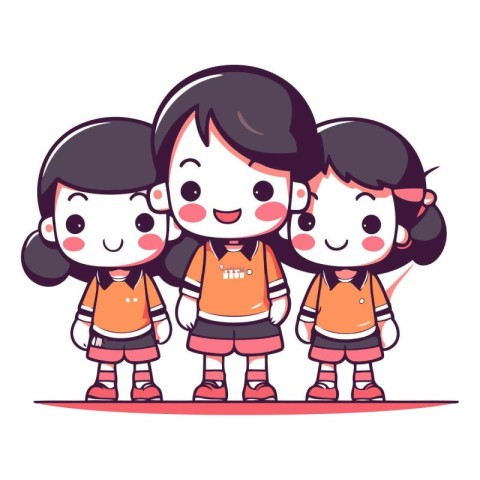 cute little girl in school uniform vector illustration cartoon c