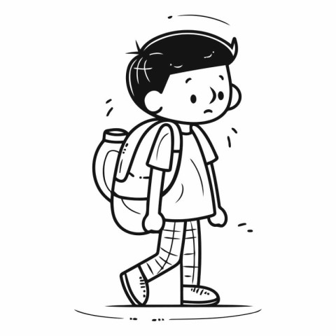 Illustration of a boy with a backpack going to school.