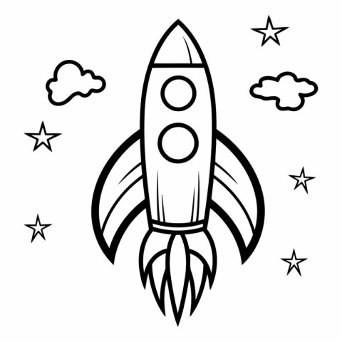 Rocket icon. Outline illustration of rocket icon for web design