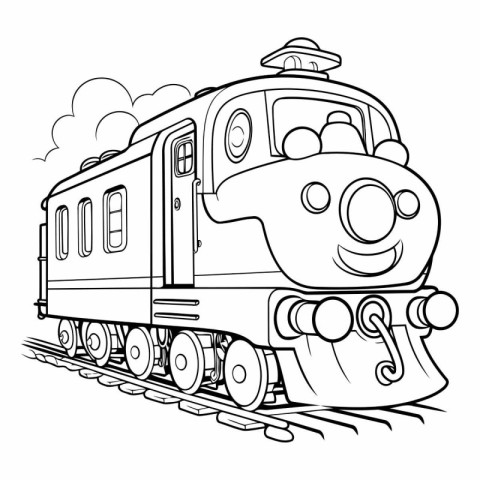 Illustration of a cartoon train on a white background. coloring