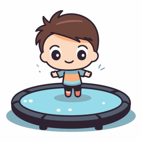 Cute little boy jumping into a swimming pool.