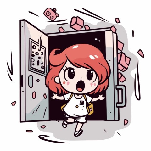 Illustration of a Red Haired Girl Opening the Door to the Future