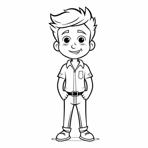 Cute boy cartoon vector illustration. Kids coloring book page de