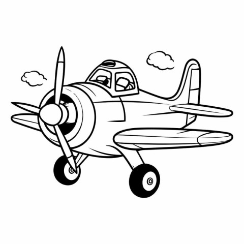 Vector illustration of a cartoon airplane. Coloring book for chi