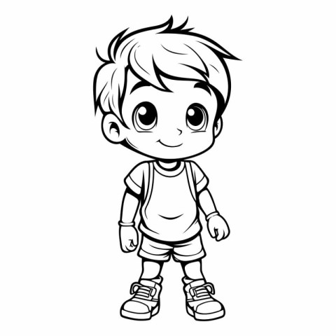 Cute little boy cartoon isolated on white background.