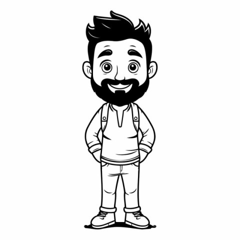 cute little boy with beard and moustache vector illustration des