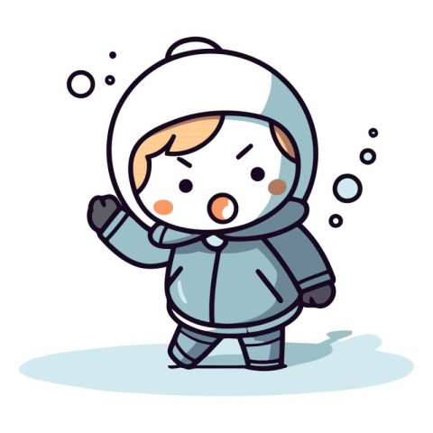 Illustration of a Cute Kid Boy Wearing Winter Clothes