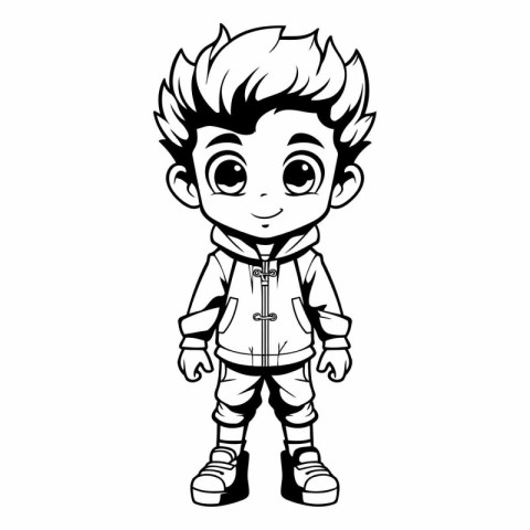 cute little boy cartoon vector illustration graphic design in bl