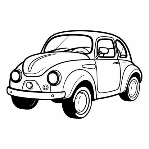 Retro car isolated on white background. Hand drawn vector illust