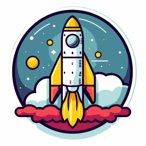 Space rocket icon. Cartoon illustration of space rocket vector i