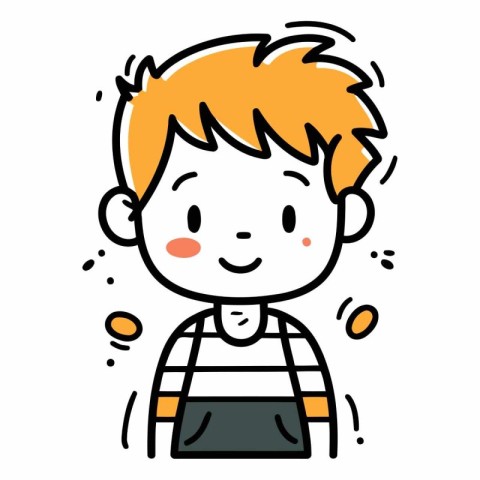 Illustration of a boy with orange hair wearing a striped t-shirt