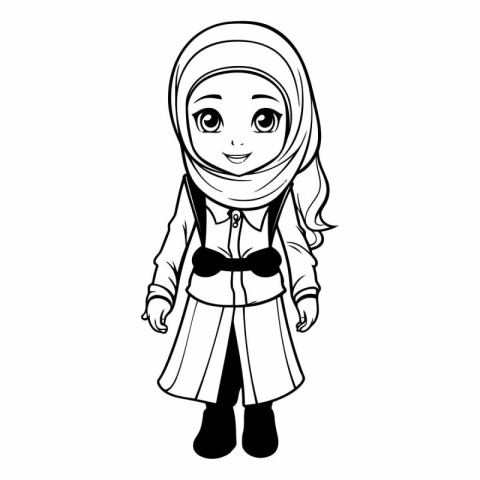 cute muslim girl cartoon vector illustration graphic design vect