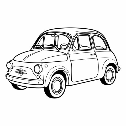 Retro car isolated on white background. Vector hand drawn illust