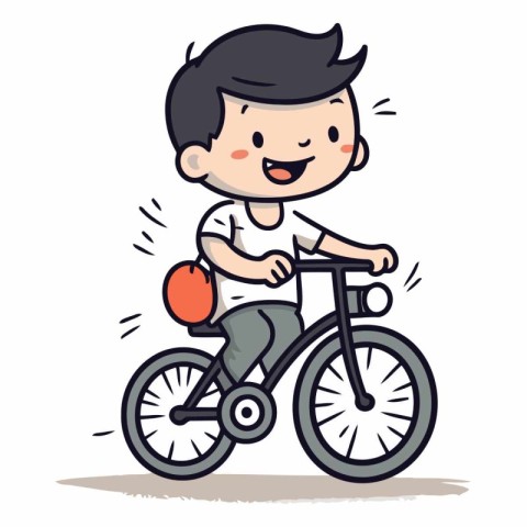 Boy Riding Bicycle - Healthy Lifestyle Cartoon Vector Illustrati