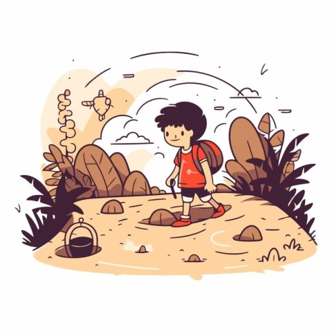 Cute little boy playing with sand in the park