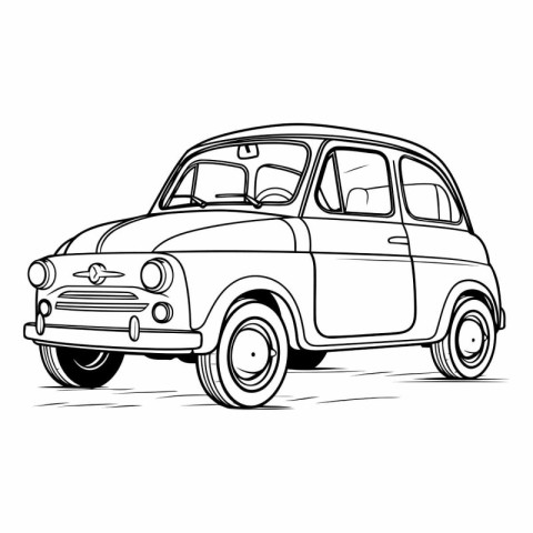 Retro car. Hand drawn vector illustration isolated on white back