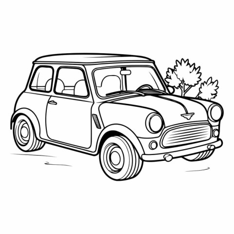 Retro car on a white background. Hand drawn vector illustration.