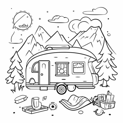 Coloring book for children. Rv Camping