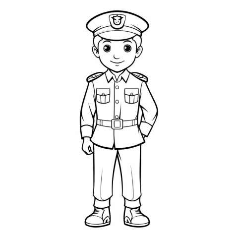 Vector illustration of a police officer in uniform. Coloring boo