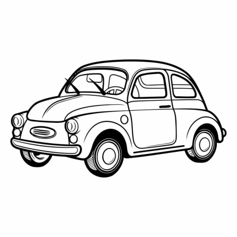 Retro car isolated on white background. Vector hand drawn illust