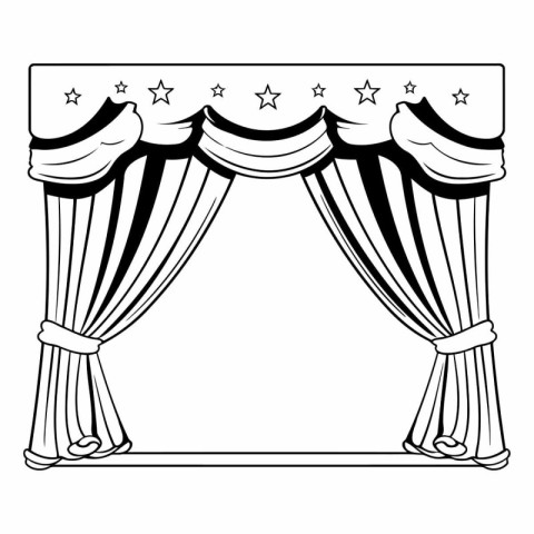 cinema stage with curtains icon cartoon black and white vector i