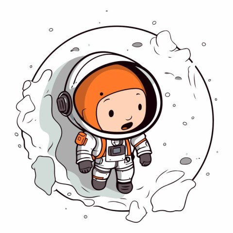 Astronaut in the outer space on white background.