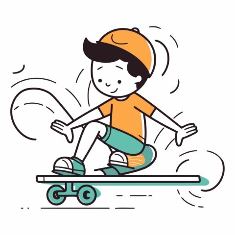 Boy riding skateboard. Skateboarding concept.