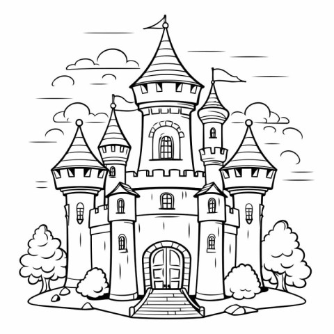 Fairytale castle. Fairytale castle for coloring book