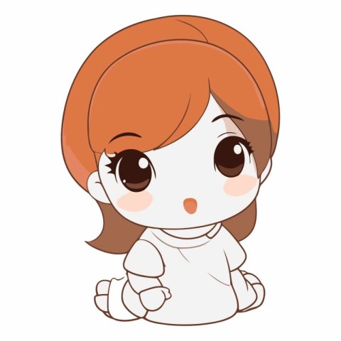 cute little girl with long hair and brown eyes vector illustrati