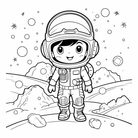 Coloring book for children: astronaut in spacesuit