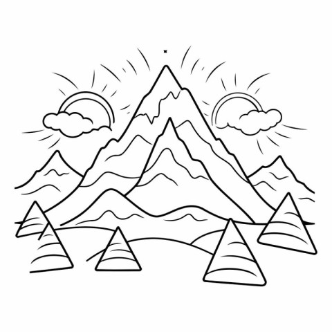 Mountains icon. Outline illustration of mountains vector icon fo