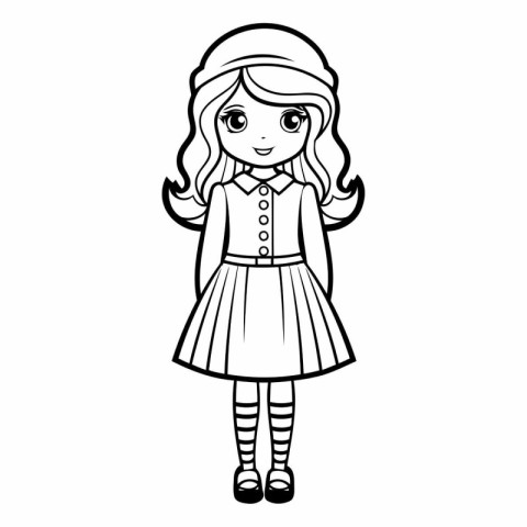 Coloring book for children: girl in school uniform