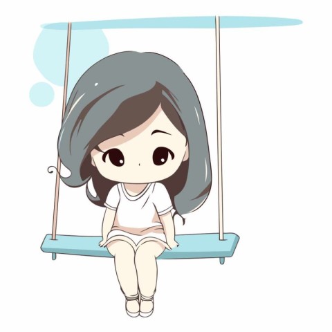 Illustration of a Cute Little Girl Sitting on a Swing.