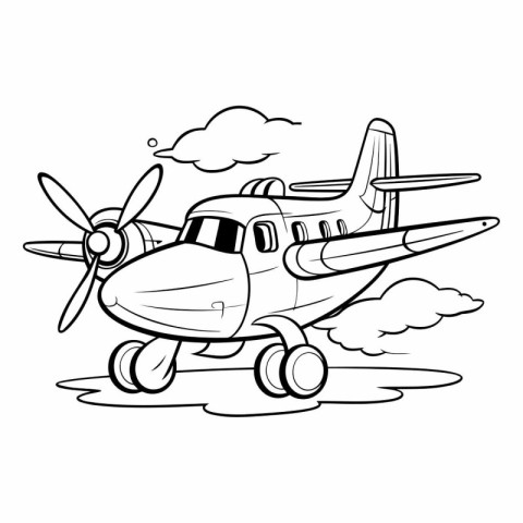 Airplane in the clouds. Coloring book for children