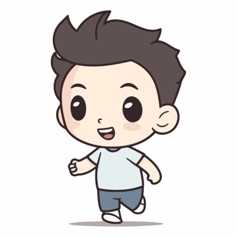 Boy running - Cute Cartoon boy character vector illustration.&#x