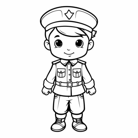 Coloring Page Outline Of Cute Cartoon Police Officer Boy Charact