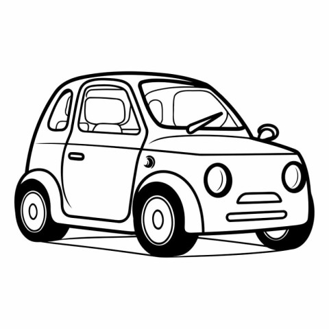 Retro car on white background in outline style.