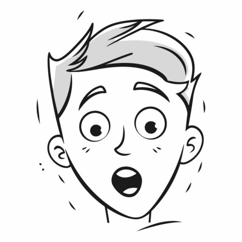 Surprised boy face. Hand drawn vector illustration in cartoon st